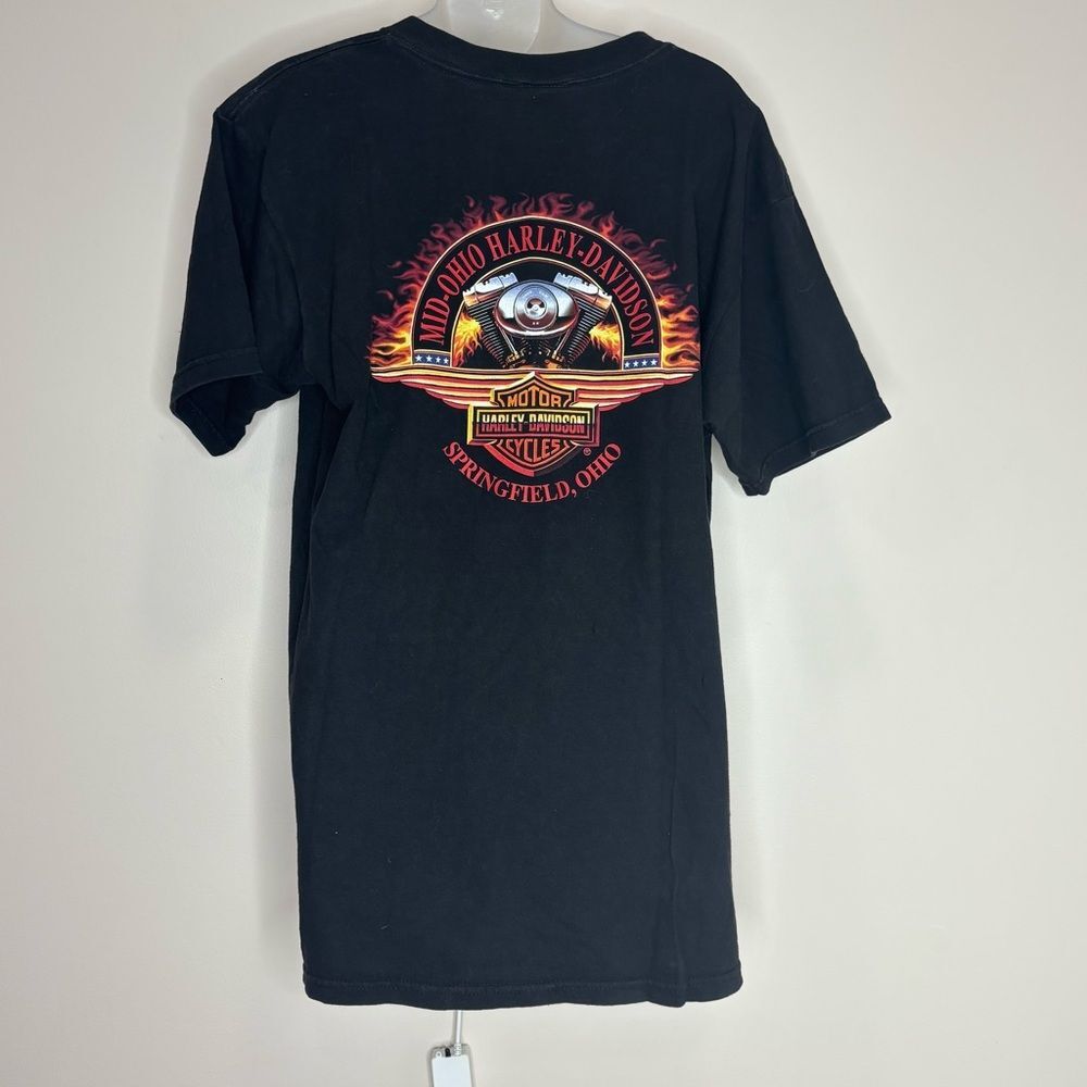 Harley Davidson Springfield Ohio Graphic T Shirt black fire flames size large